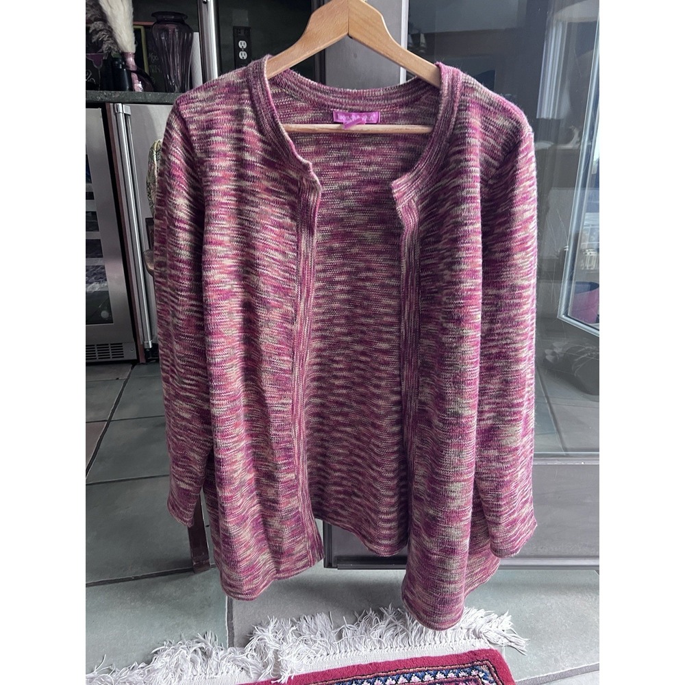 Woman‎ Within | Women's Heather Pink Long Sleeve Open Front Cardigan Size L
